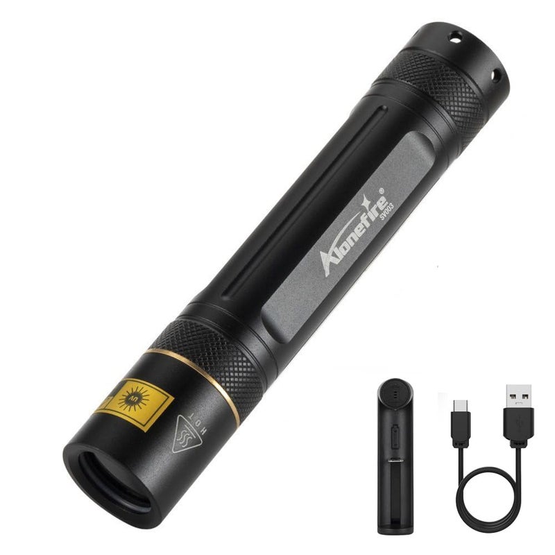 ALONEFIRE SV003 10W 365nm UV Flashlight Portable USB Rechargeable Woods Lamp Black Light for Pet Urine Detection, Resin Curing, Scorpion, Fishing, Minerals, Cure Glue, Bed Bugs with Battery, Charger - Image 1